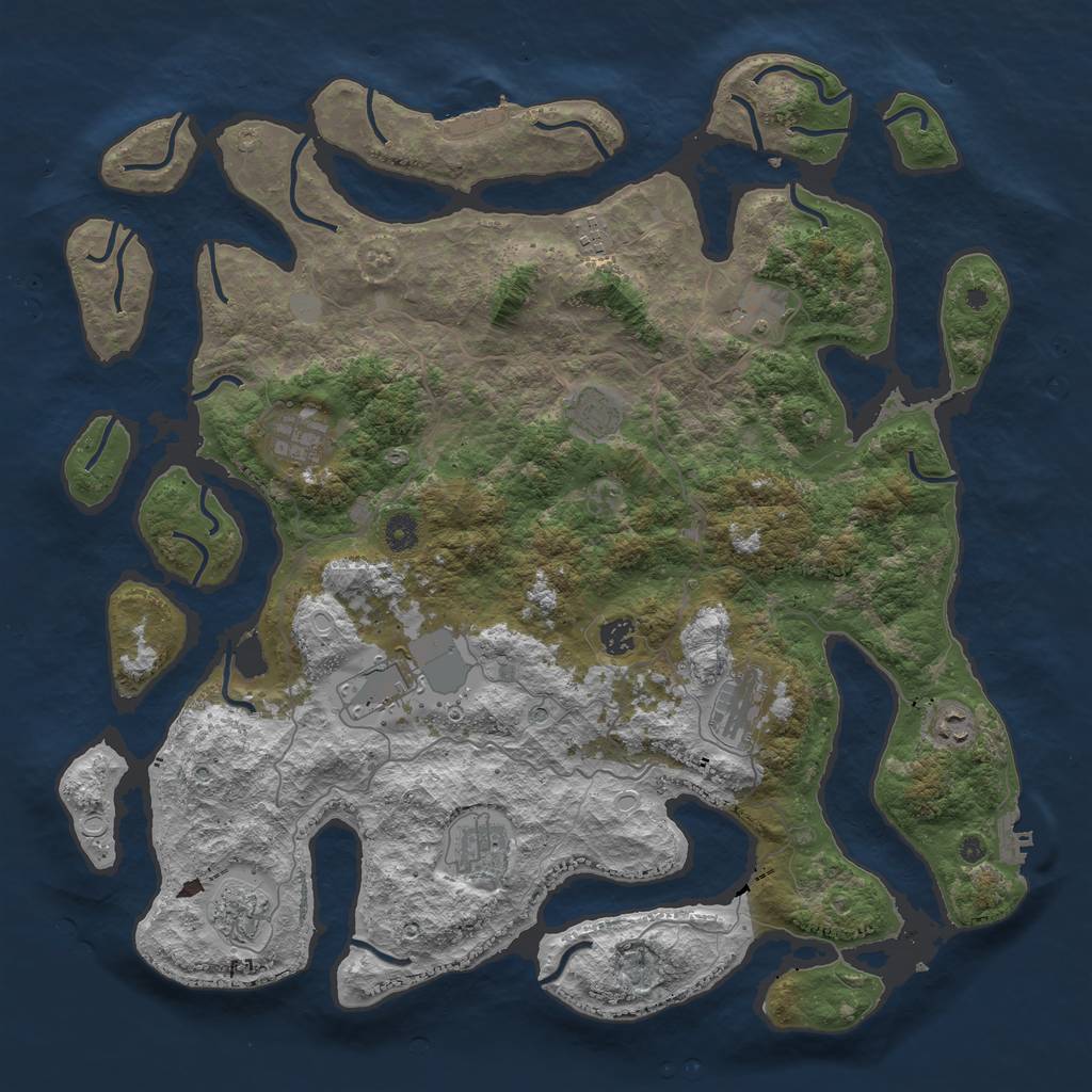 Rust Map: Procedural Map, Size: 4500, Seed: 512256, 18 Monuments
