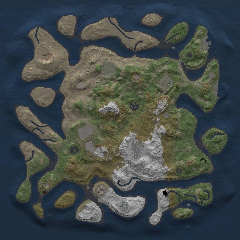 Rust Map: Procedural Map, Size: 4000, Seed: 598117, 16 Monuments