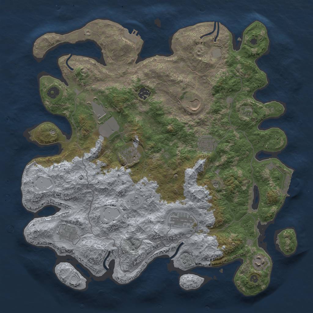 Rust Map: Procedural Map, Size: 4000, Seed: 194595561, 16 Monuments