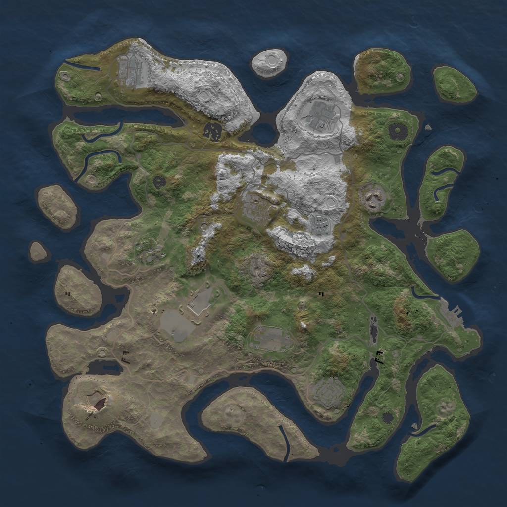 Rust Map: Procedural Map, Size: 4000, Seed: 888404290, 18 Monuments
