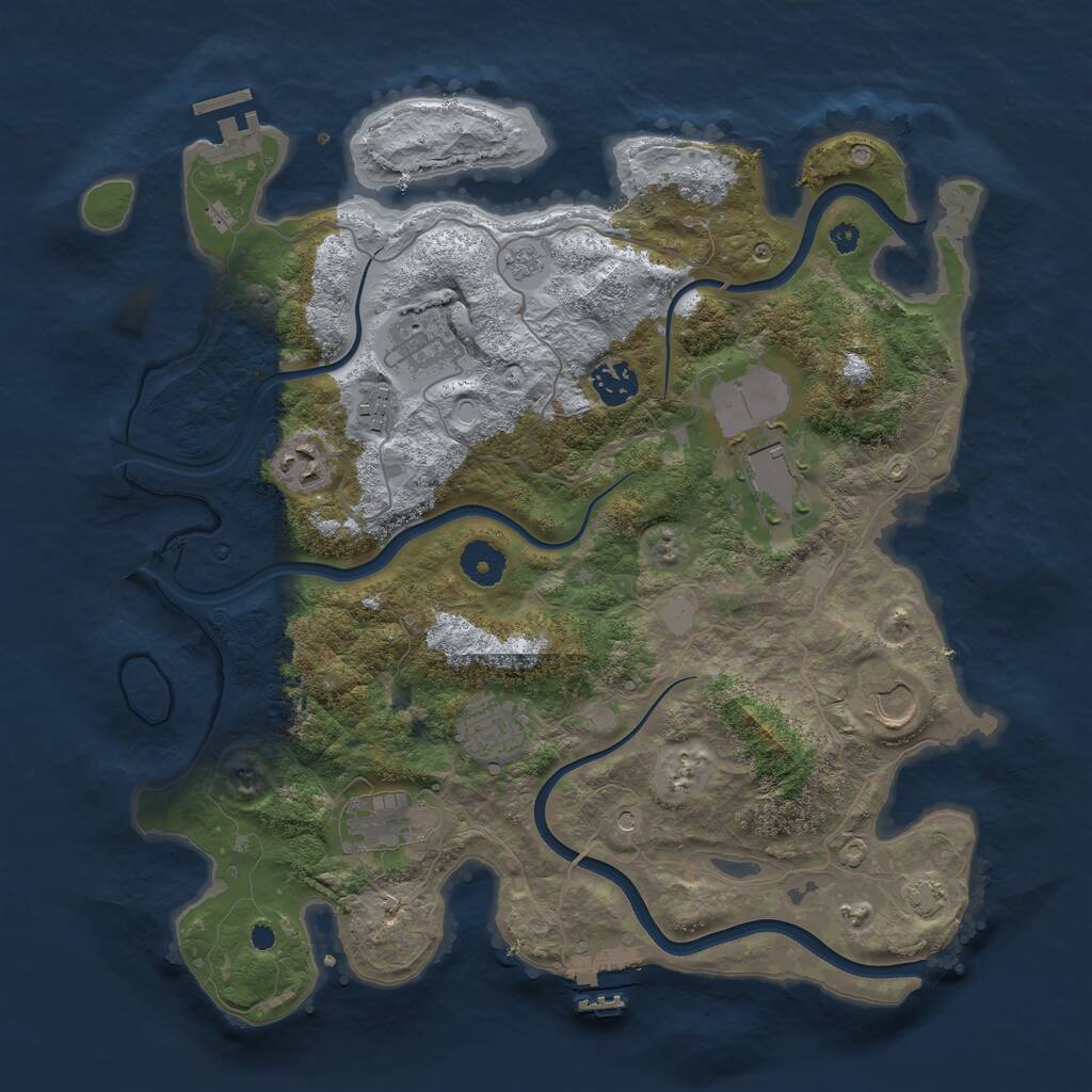 Rust Map: Procedural Map, Size: 3700, Seed: 102778663, 14 Monuments