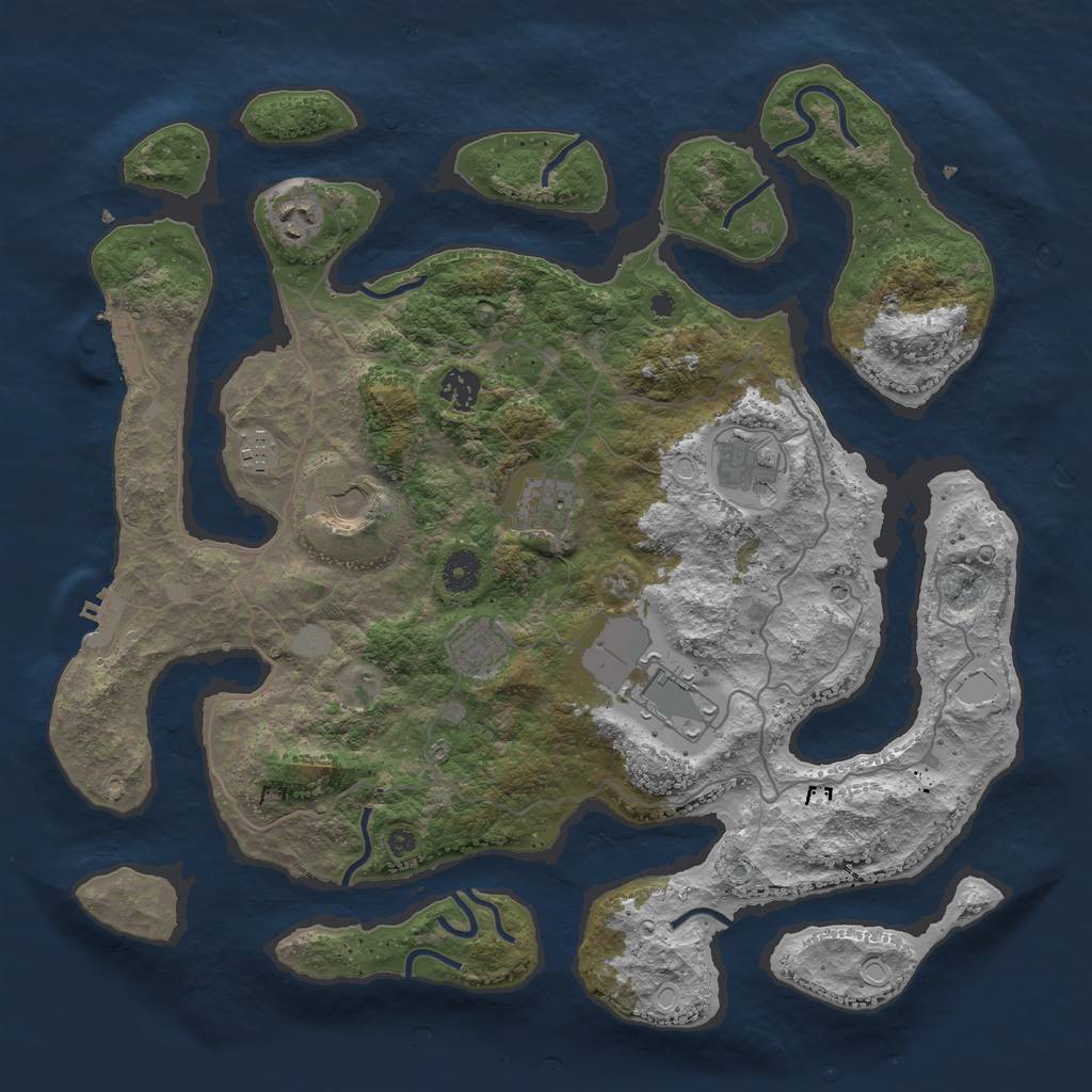 Rust Map: Procedural Map, Size: 4000, Seed: 1693588687, 16 Monuments