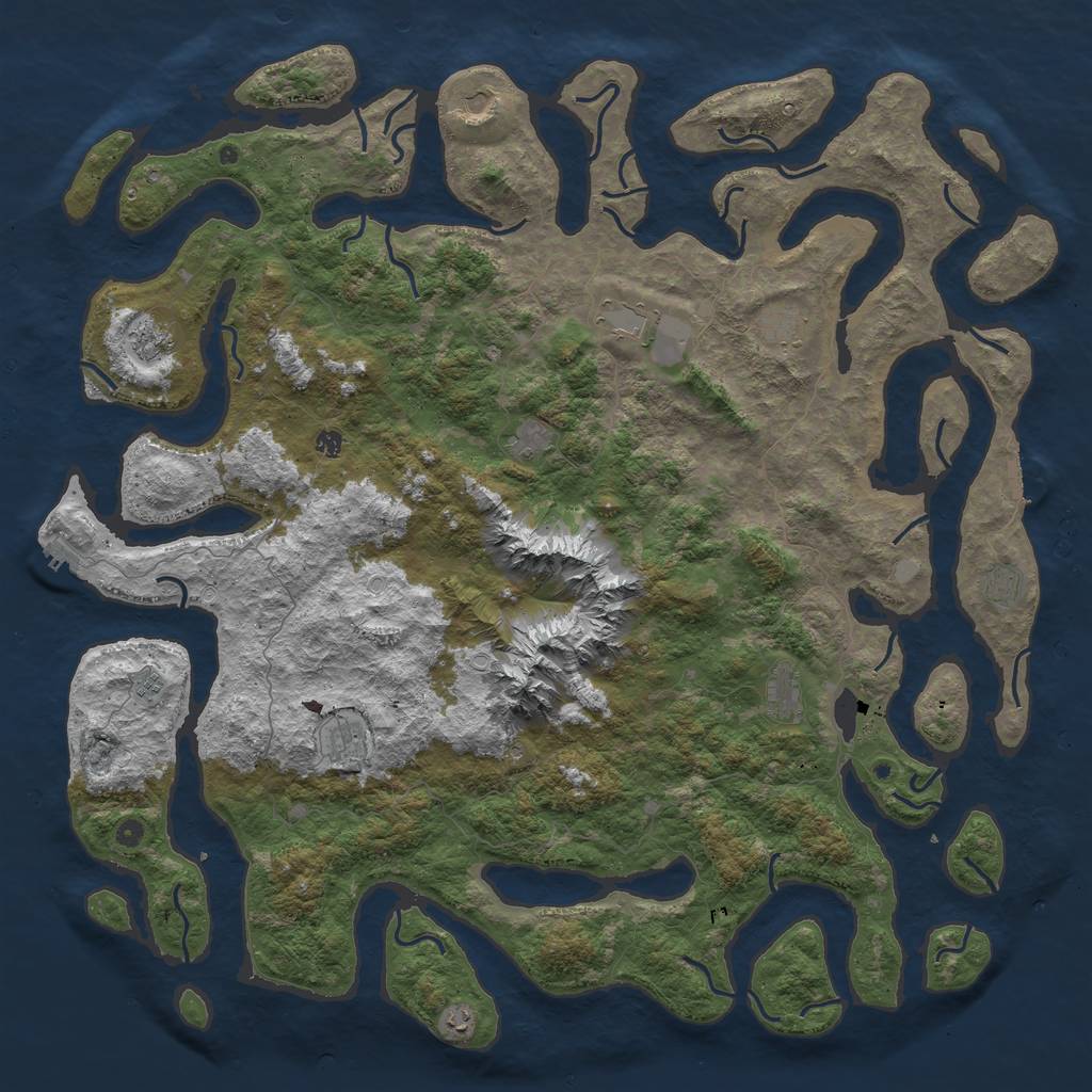 Rust Map: Procedural Map, Size: 6000, Seed: 118371866, 19 Monuments