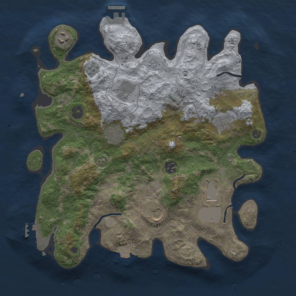 Rust Map: Procedural Map, Size: 3500, Seed: 111486, 13 Monuments