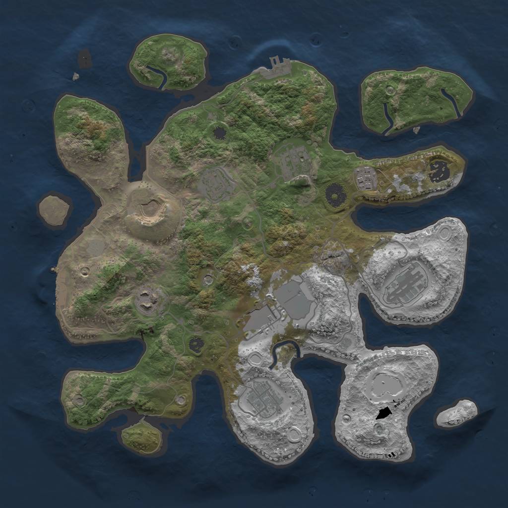 Rust Map: Procedural Map, Size: 3500, Seed: 333486, 17 Monuments