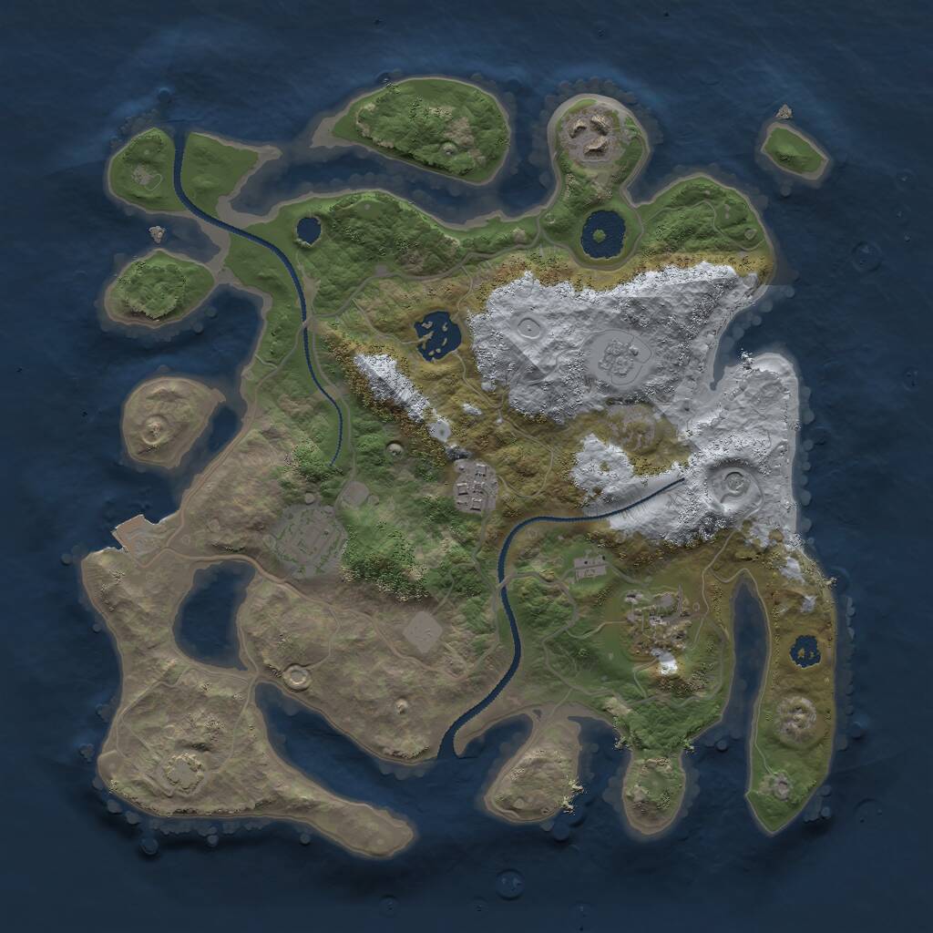 Rust Map: Procedural Map, Size: 3000, Seed: 1300112205, 9 Monuments