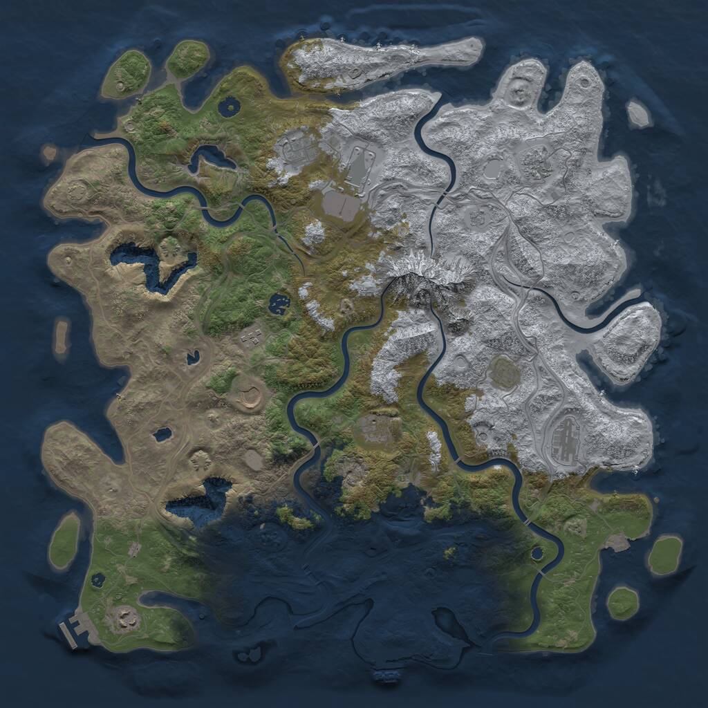 Rust Map: Procedural Map, Size: 5000, Seed: 34678216, 16 Monuments