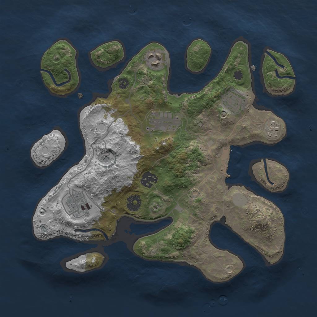 Rust Map: Procedural Map, Size: 3000, Seed: 48761, 13 Monuments