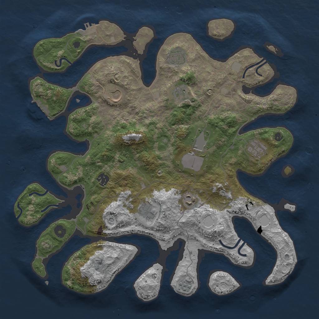 Rust Map: Procedural Map, Size: 4000, Seed: 775035968, 17 Monuments
