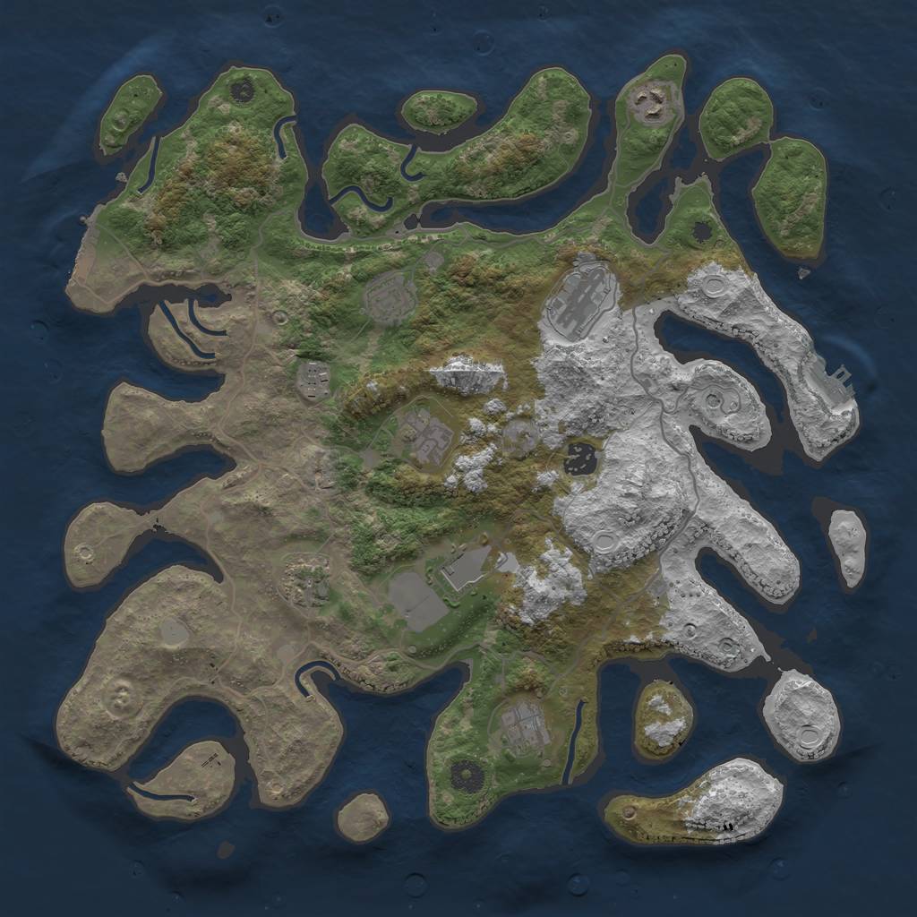 Rust Map: Procedural Map, Size: 4000, Seed: 982354367, 17 Monuments