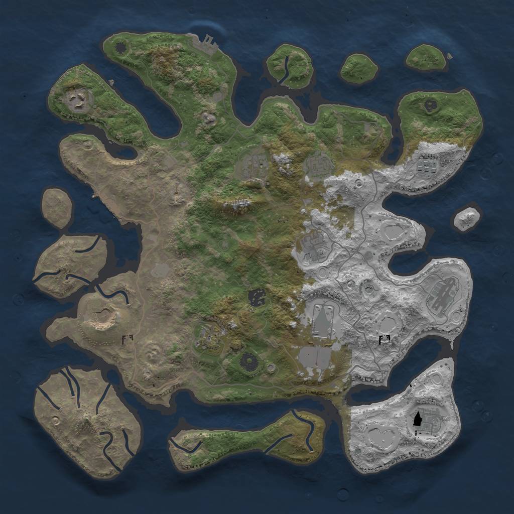 Rust Map: Procedural Map, Size: 4200, Seed: 1483186102, 19 Monuments