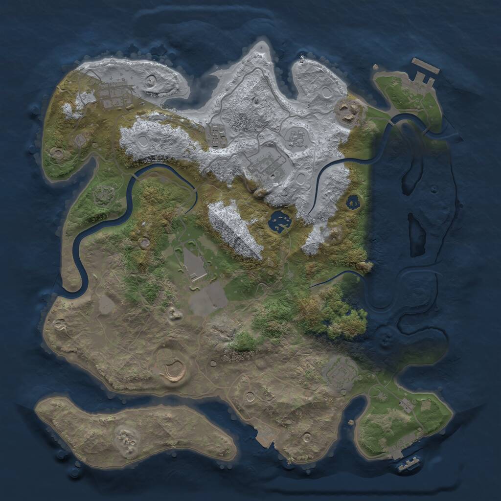 Rust Map: Procedural Map, Size: 3500, Seed: 48745, 14 Monuments