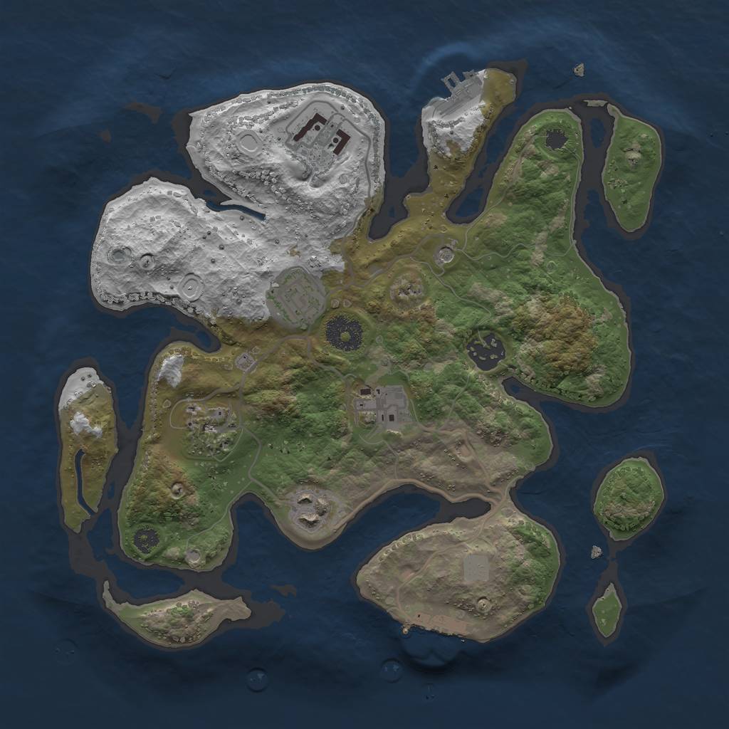 Rust Map: Procedural Map, Size: 3000, Seed: 54513574, 14 Monuments