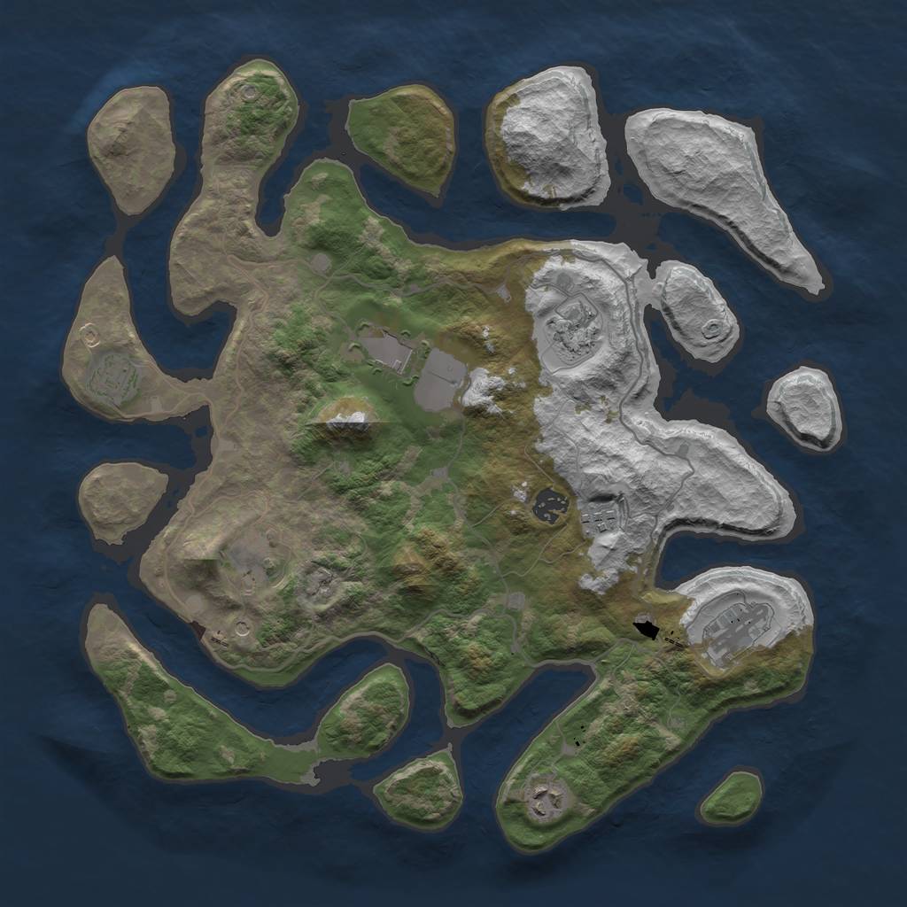 Rust Map: Barren, Size: 4000, Seed: 1058, 11 Monuments