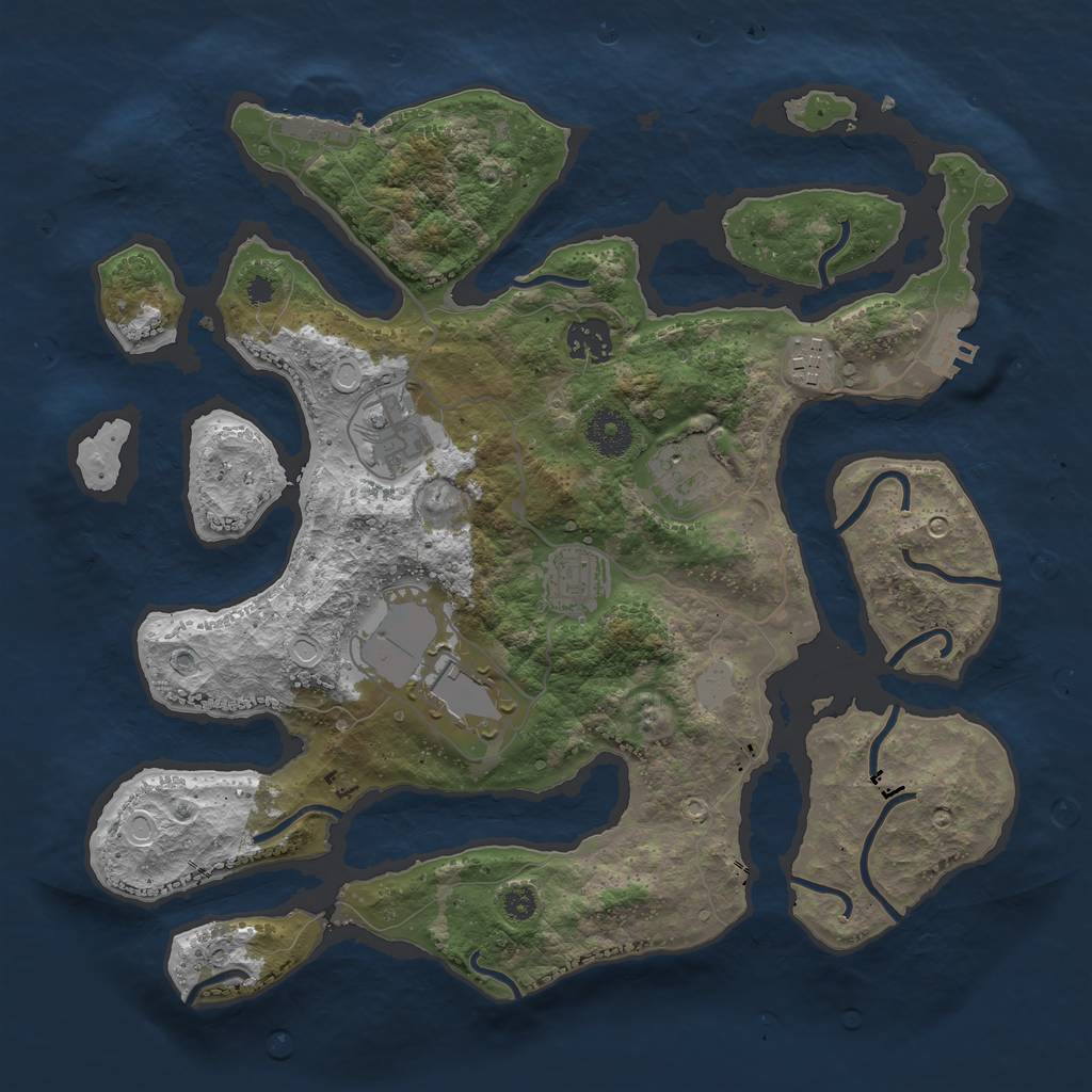 Rust Map: Procedural Map, Size: 3500, Seed: 2093866124, 13 Monuments