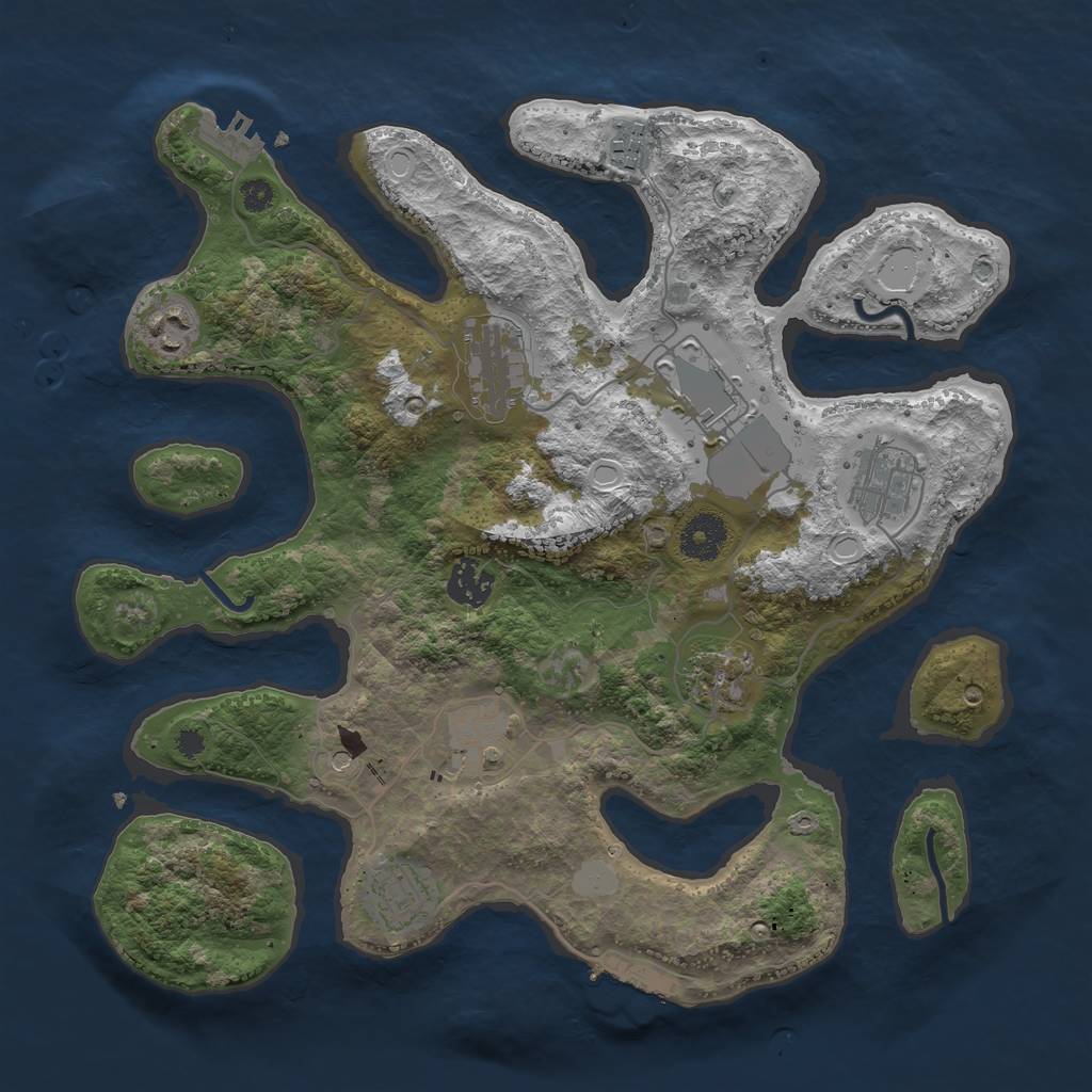 Rust Map: Procedural Map, Size: 3500, Seed: 727500374, 17 Monuments