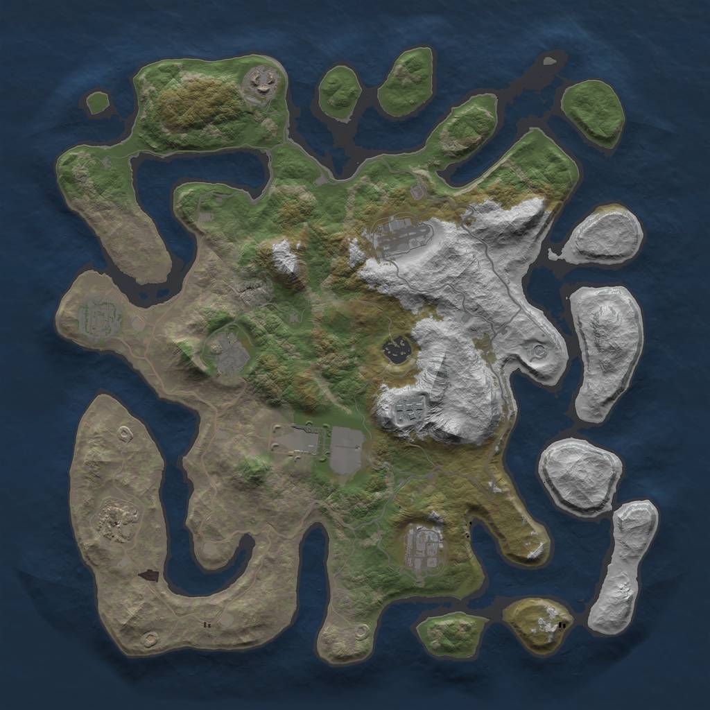 Rust Map: Barren, Size: 4000, Seed: 3057, 12 Monuments