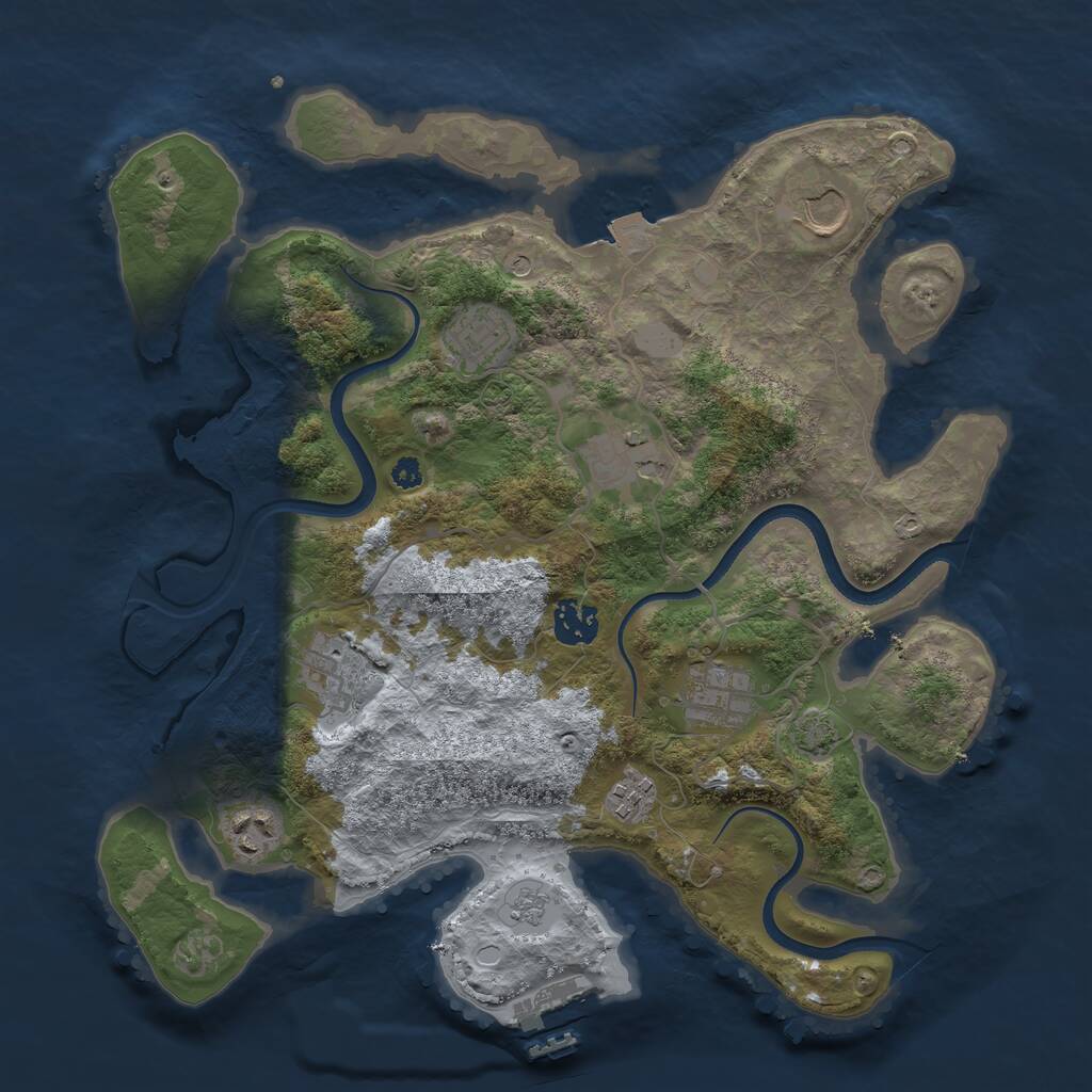 Rust Map: Procedural Map, Size: 3500, Seed: 62015547, 13 Monuments