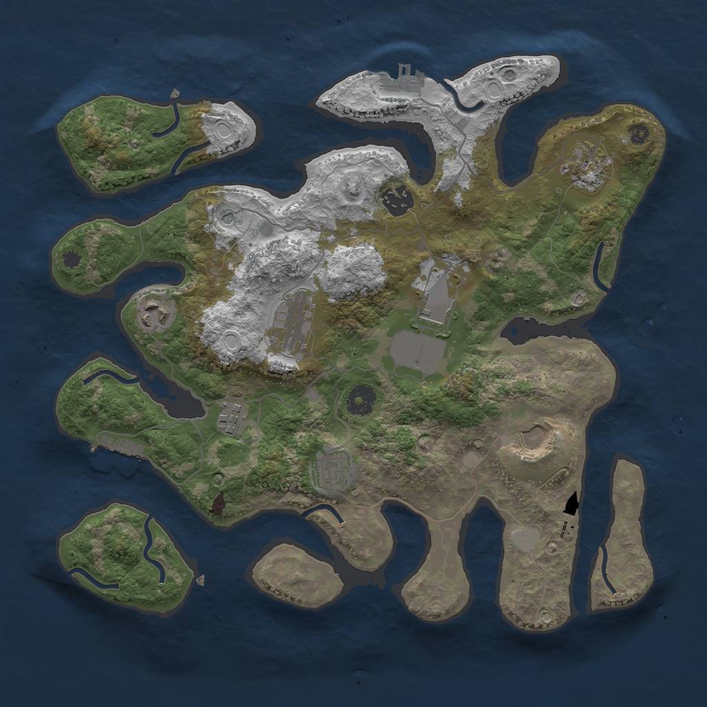 Rust Map: Procedural Map, Size: 3500, Seed: 1265527281, 16 Monuments