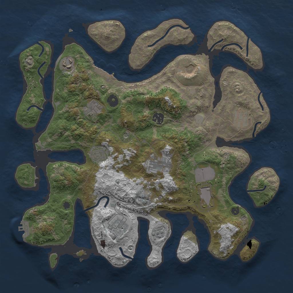 Rust Map: Procedural Map, Size: 3800, Seed: 757529619, 18 Monuments