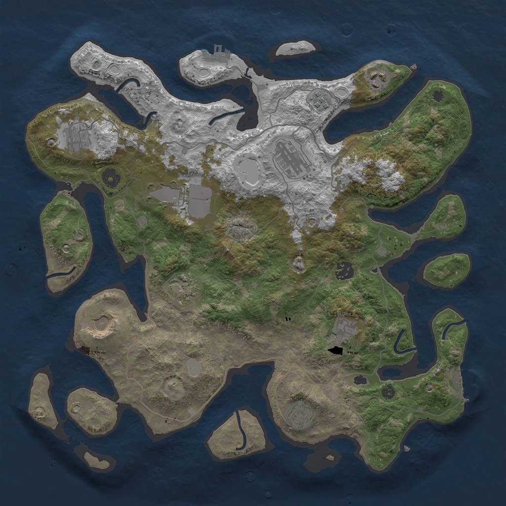 Rust Map: Procedural Map, Size: 4000, Seed: 1501528580, 18 Monuments