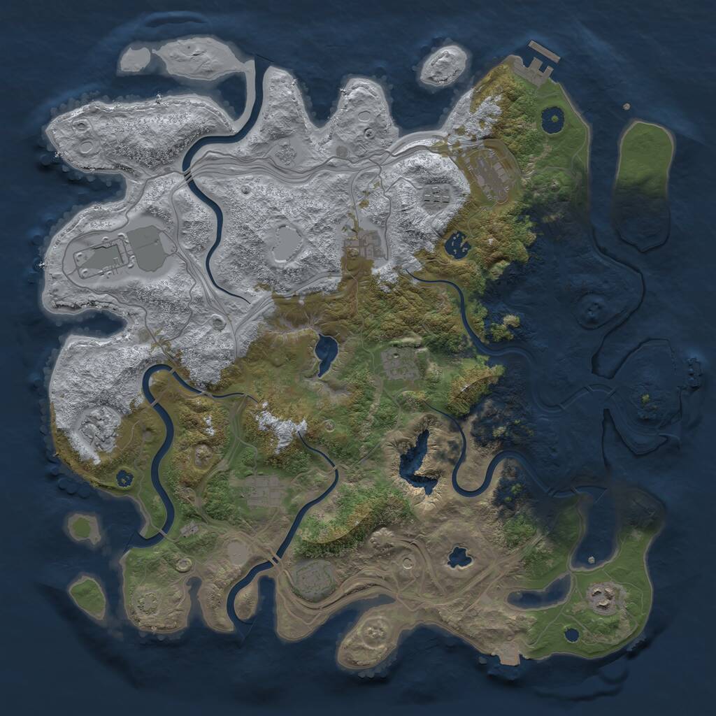 Rust Map: Procedural Map, Size: 4250, Seed: 1259279726, 16 Monuments