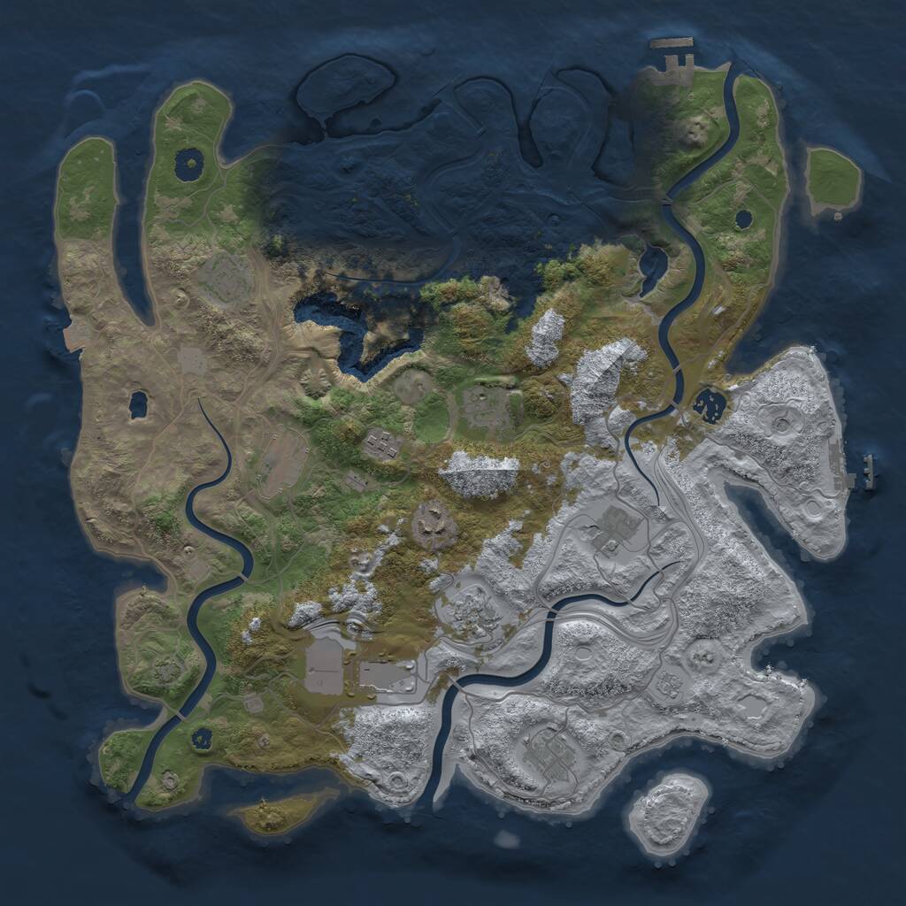 Rust Map: Procedural Map, Size: 4250, Seed: 877339083, 16 Monuments