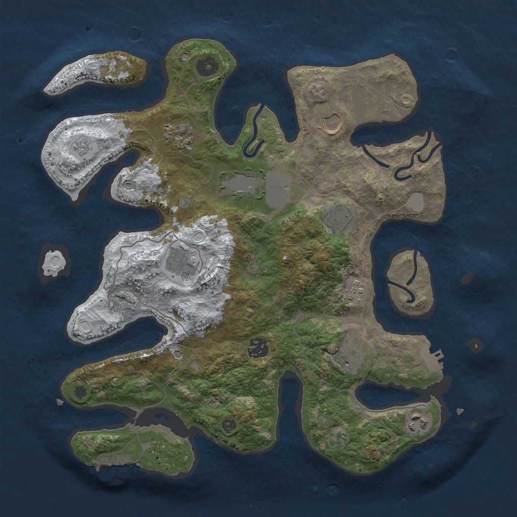 Rust Map: Procedural Map, Size: 3700, Seed: 48396734, 18 Monuments