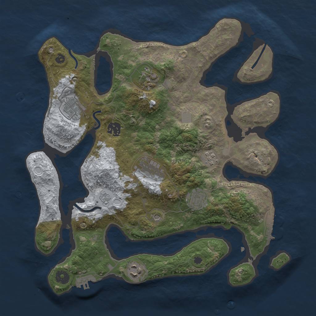 Rust Map: Procedural Map, Size: 3400, Seed: 793307, 16 Monuments