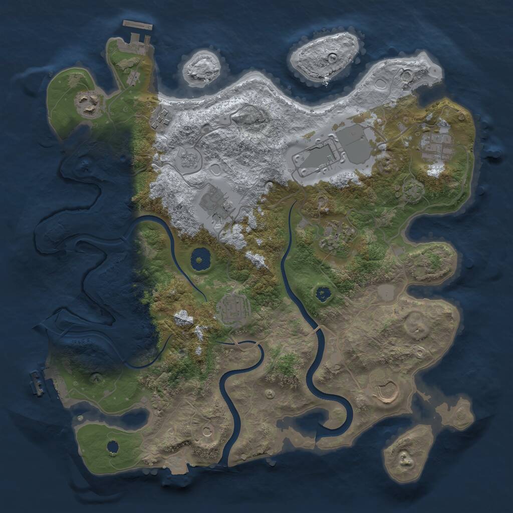 Rust Map: Procedural Map, Size: 3500, Seed: 479988438, 14 Monuments