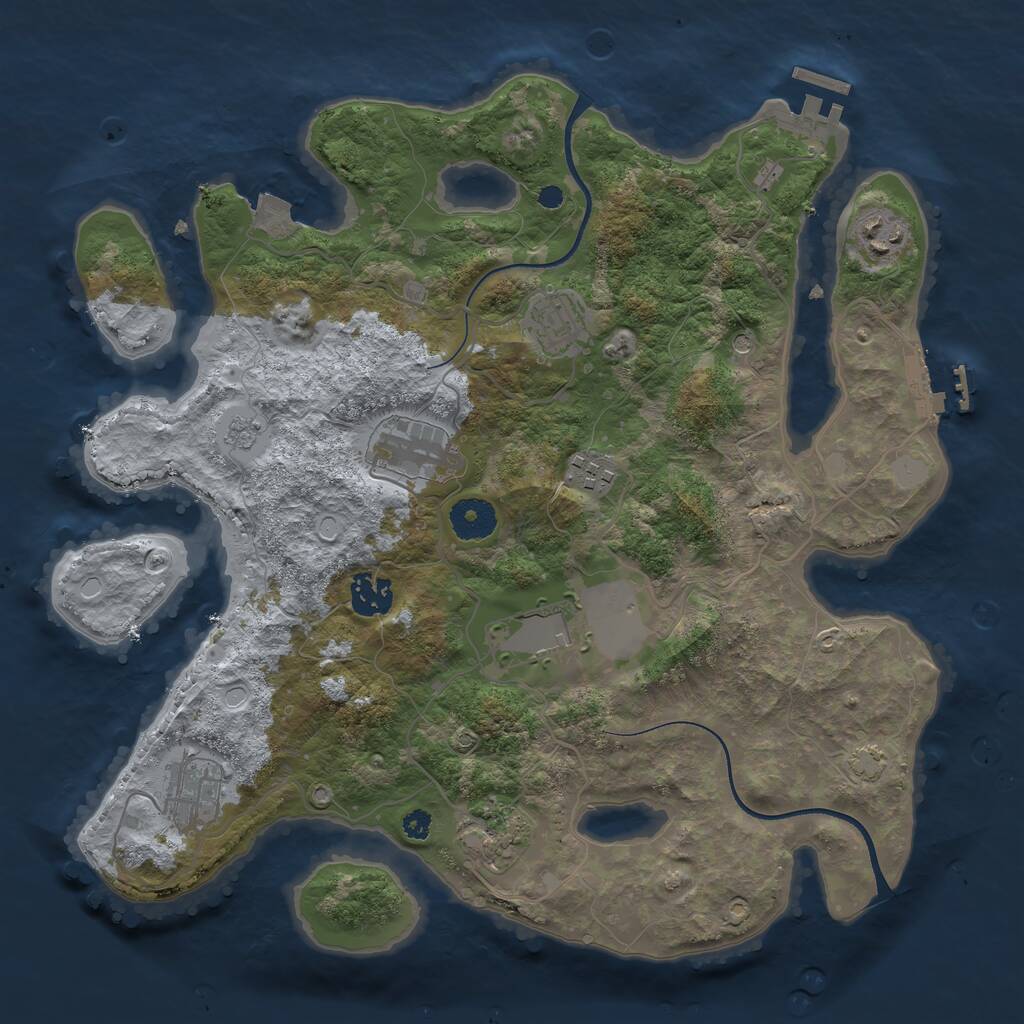 Rust Map: Procedural Map, Size: 3500, Seed: 337480447, 14 Monuments