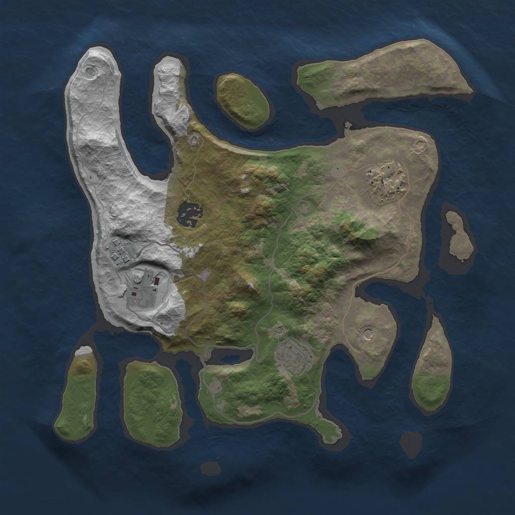 Rust Map: Barren, Size: 3000, Seed: 914142389, 8 Monuments