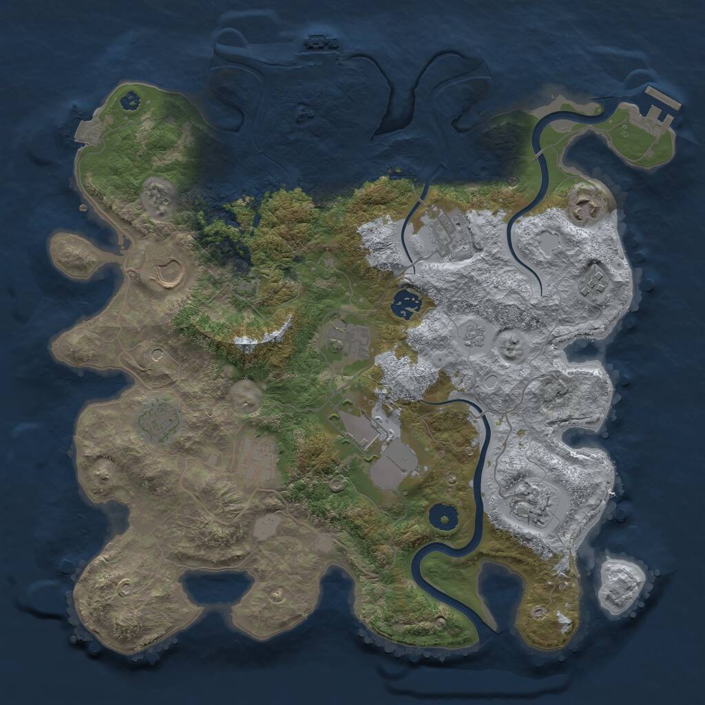 Rust Map: Procedural Map, Size: 3700, Seed: 268324756, 16 Monuments