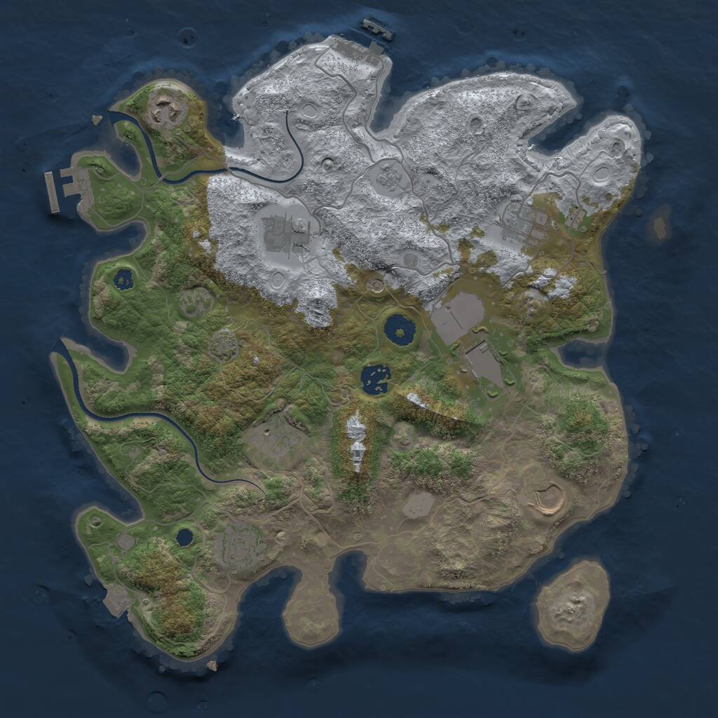 Rust Map: Procedural Map, Size: 3500, Seed: 64152, 14 Monuments