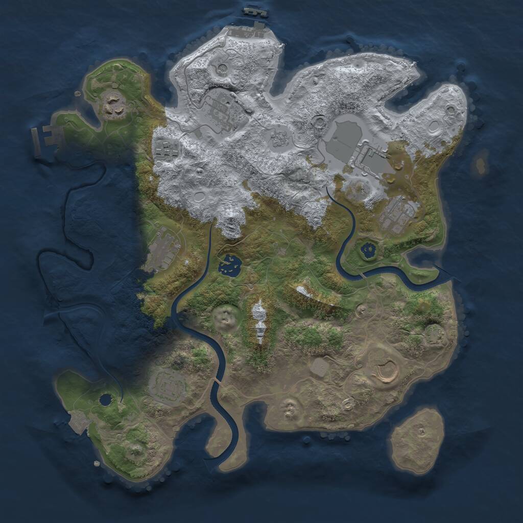 Rust Map: Procedural Map, Size: 3500, Seed: 64152, 15 Monuments
