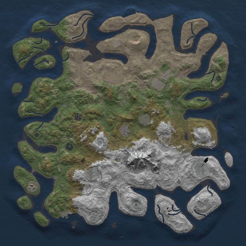 Rust Map: Procedural Map, Size: 5000, Seed: 1330183120, 19 Monuments