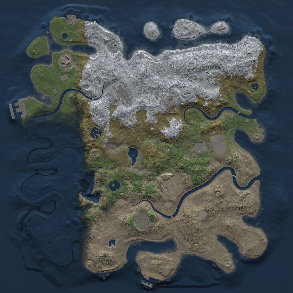 Rust Map: Procedural Map, Size: 4000, Seed: 437856, 14 Monuments
