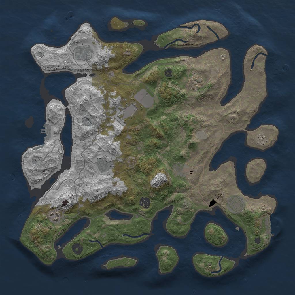 Rust Map: Procedural Map, Size: 4000, Seed: 169556538, 17 Monuments