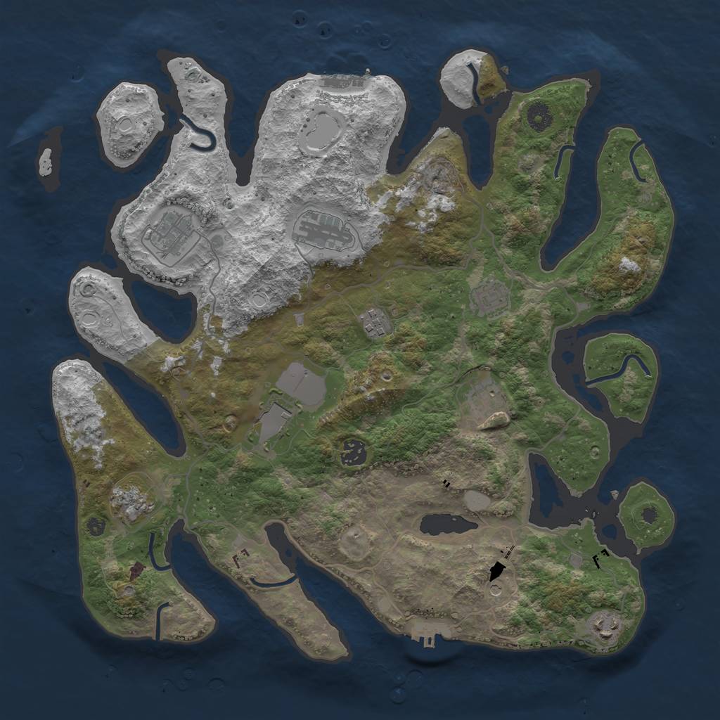 Rust Map: Procedural Map, Size: 4000, Seed: 618537, 17 Monuments