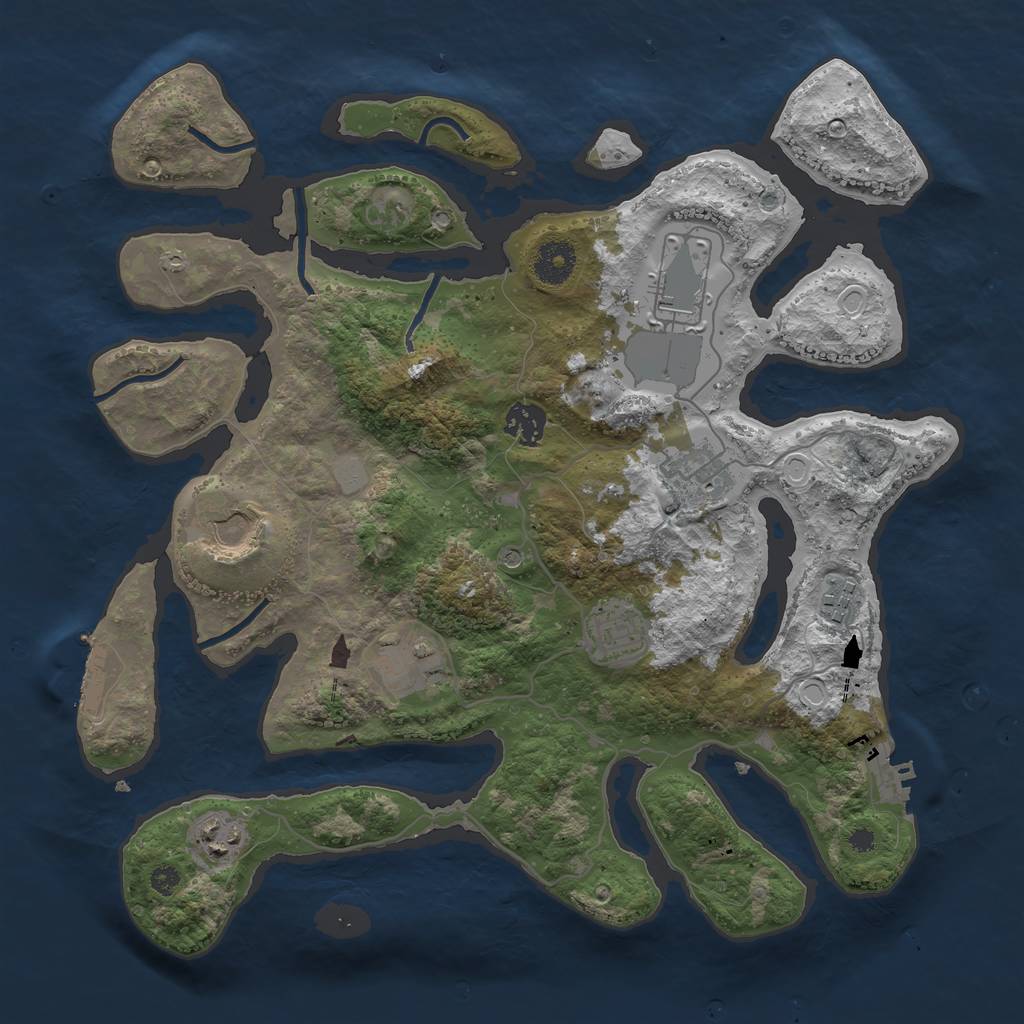 Rust Map: Procedural Map, Size: 3600, Seed: 785, 16 Monuments