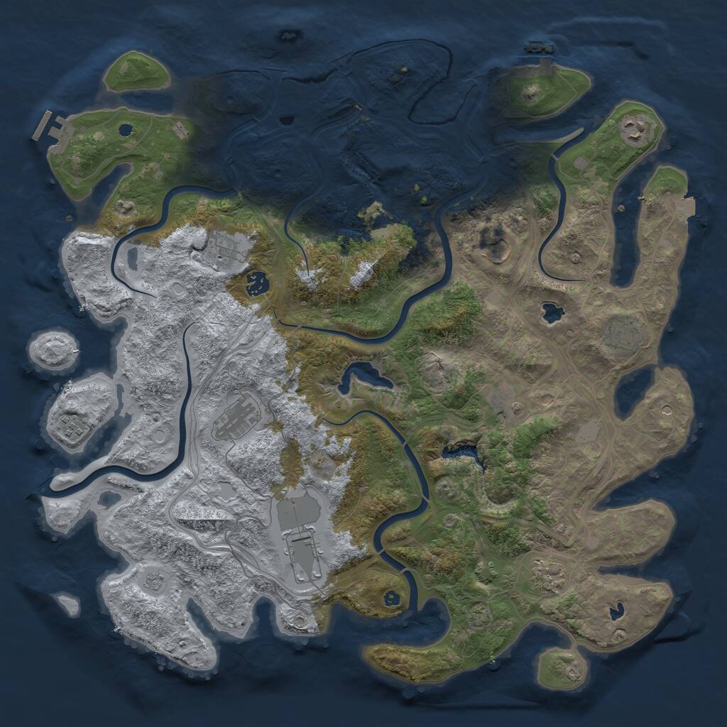 Rust Map: Procedural Map, Size: 4500, Seed: 1284656, 16 Monuments