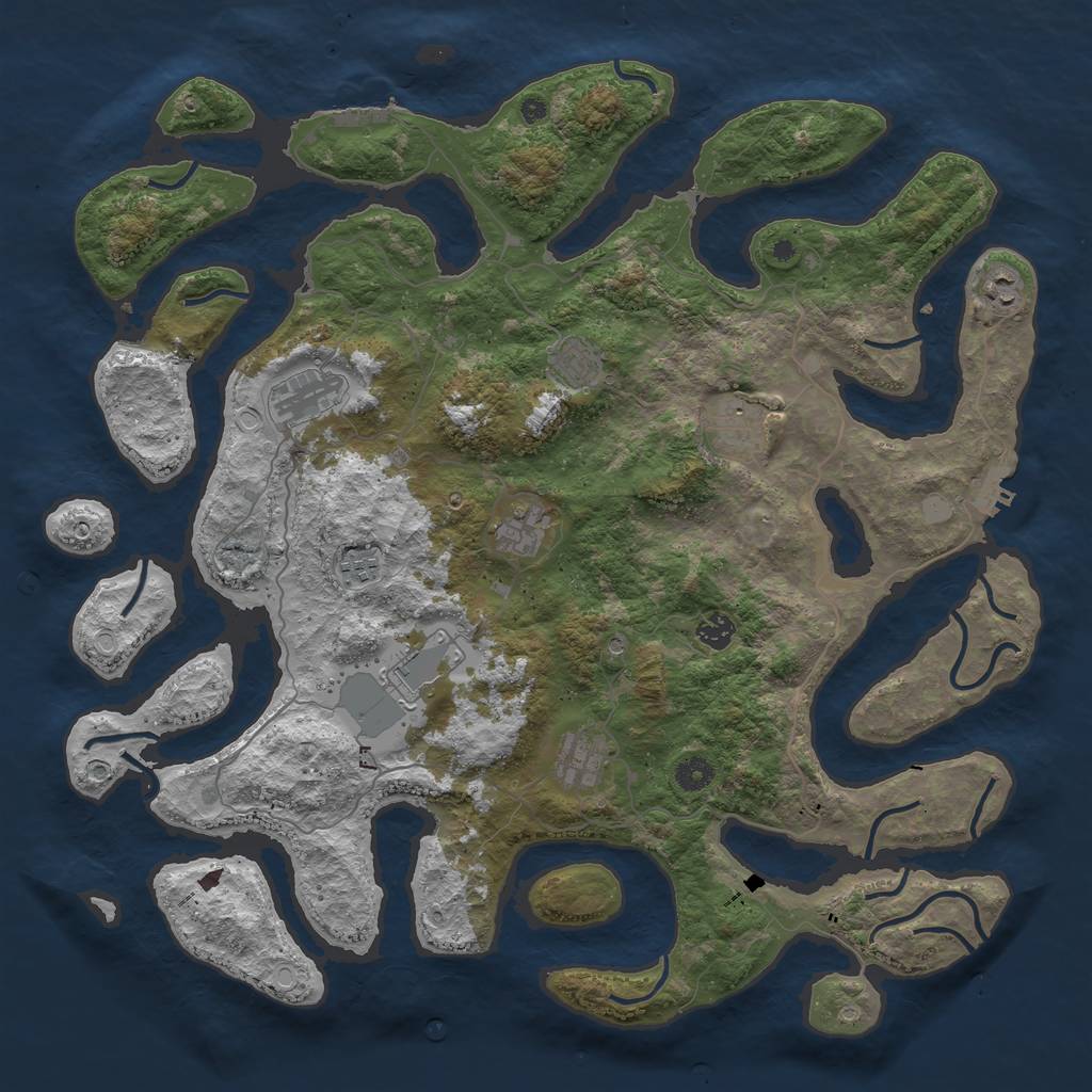 Rust Map: Procedural Map, Size: 4500, Seed: 1284656, 17 Monuments