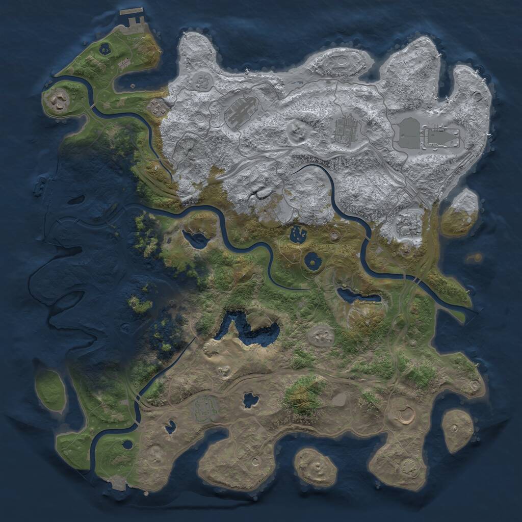 Rust Map: Procedural Map, Size: 4500, Seed: 1136115423, 17 Monuments
