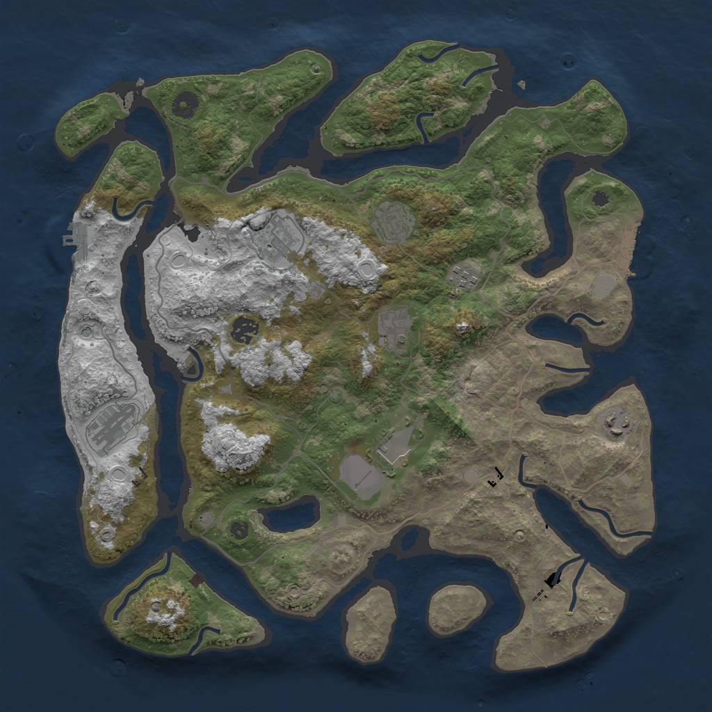 Rust Map: Procedural Map, Size: 4000, Seed: 915328, 16 Monuments