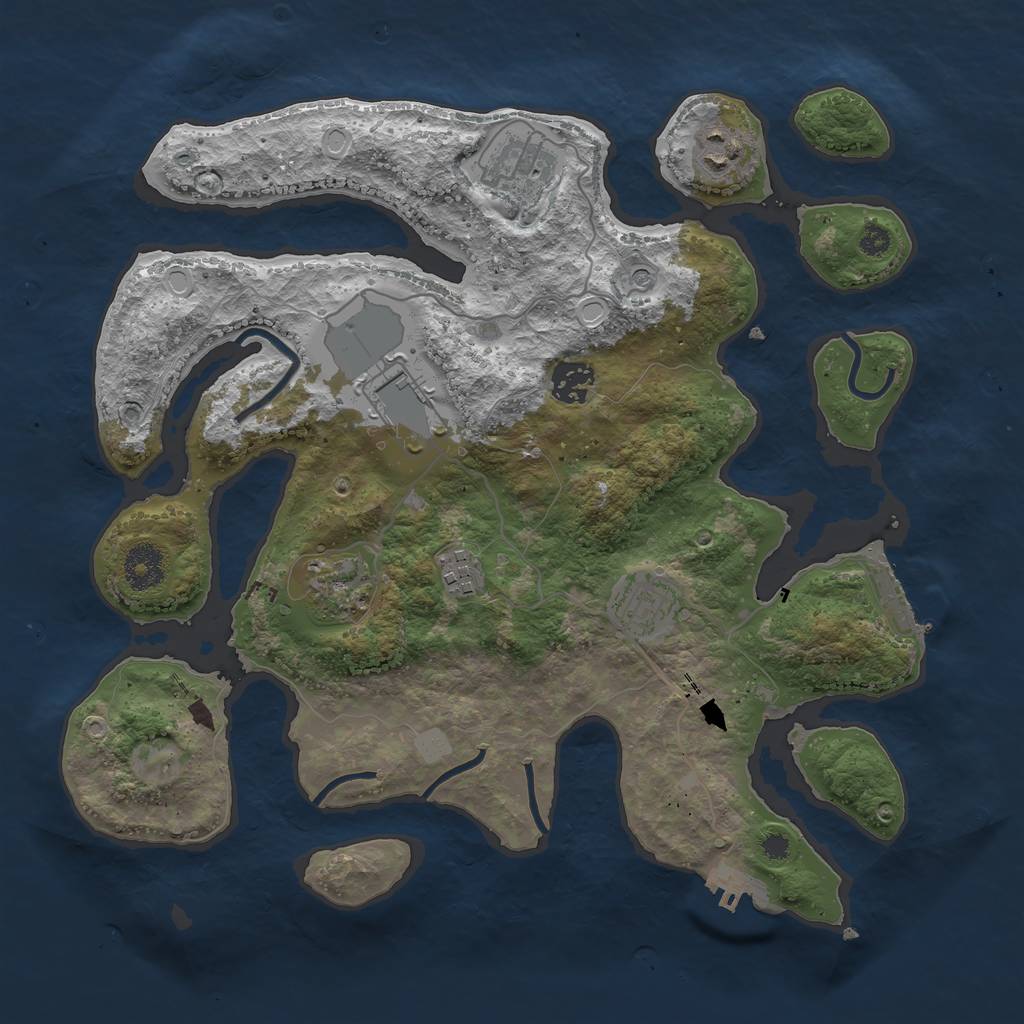 Rust Map: Procedural Map, Size: 3500, Seed: 984716502, 15 Monuments