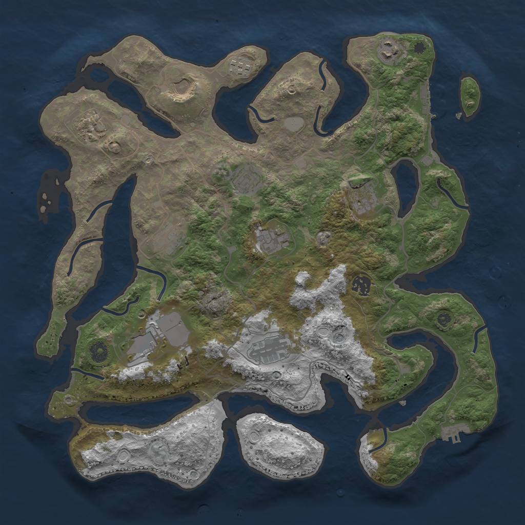 Rust Map: Procedural Map, Size: 4000, Seed: 663874108, 19 Monuments