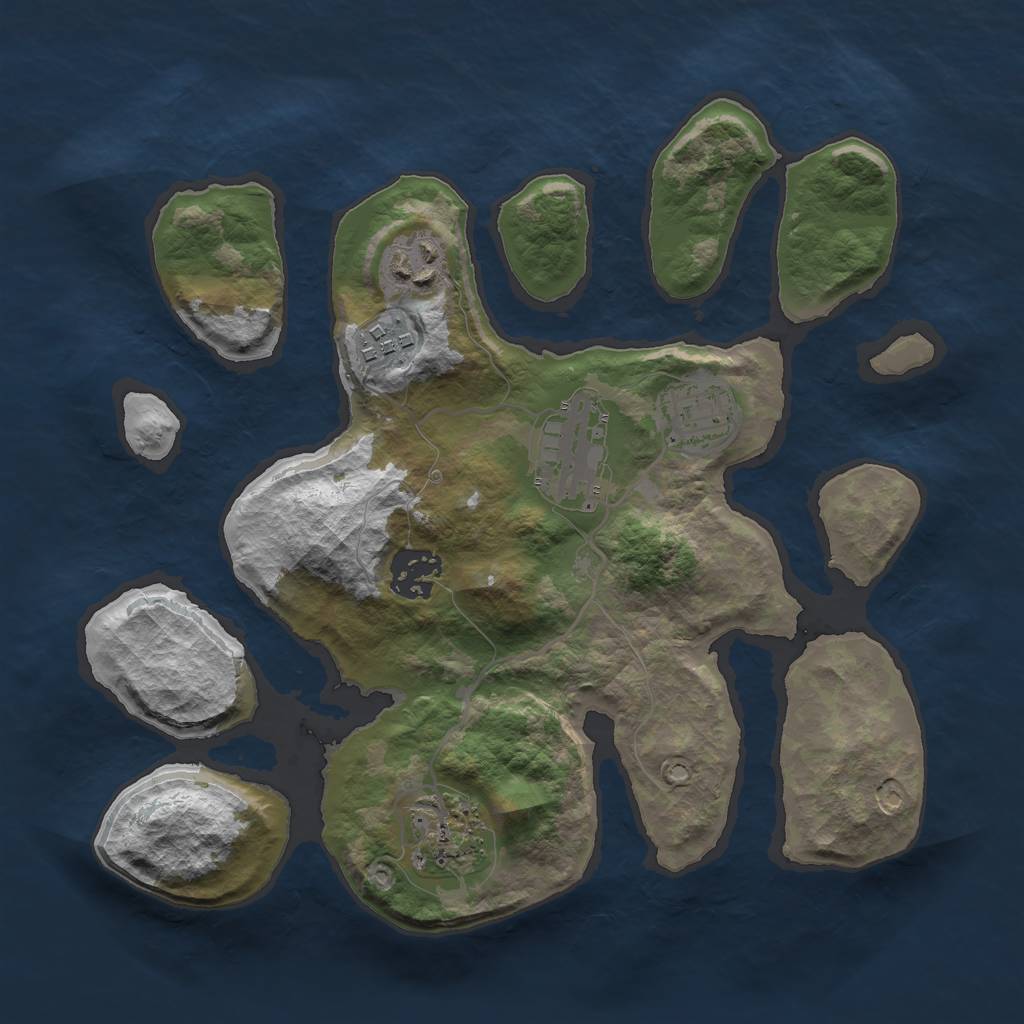 Rust Map: Barren, Size: 2900, Seed: 12345, 8 Monuments