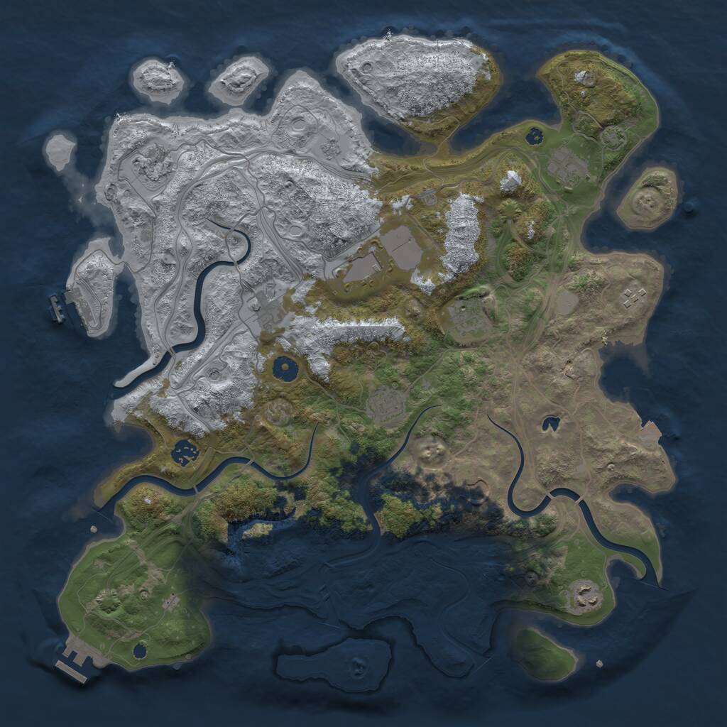 Rust Map: Procedural Map, Size: 4300, Seed: 74257, 16 Monuments