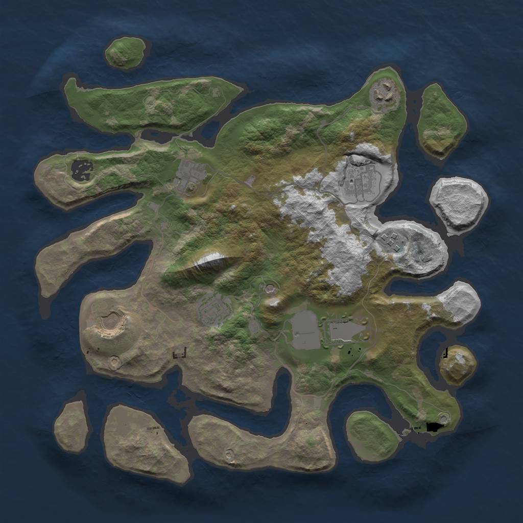 Rust Map: Barren, Size: 3500, Seed: 246609965, 11 Monuments