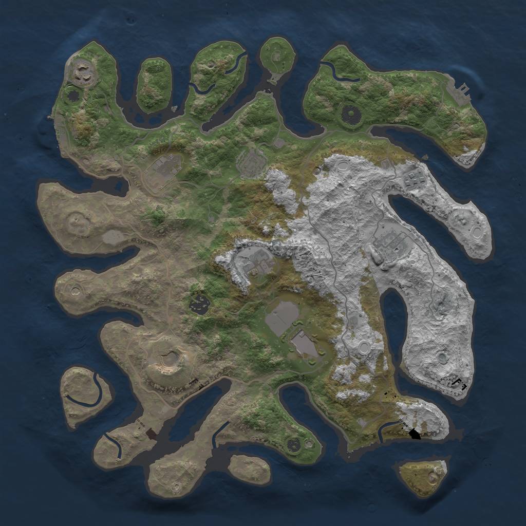 Rust Map: Procedural Map, Size: 4000, Seed: 3368, 17 Monuments